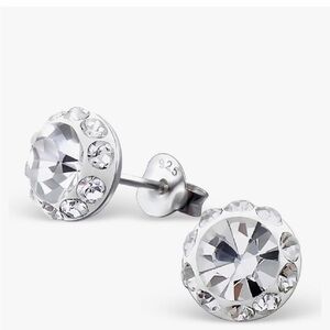 SILVER AND WHITE AUSTRALIAN CRYSTAL HALO STUD EARRINGS NEW IN BOX